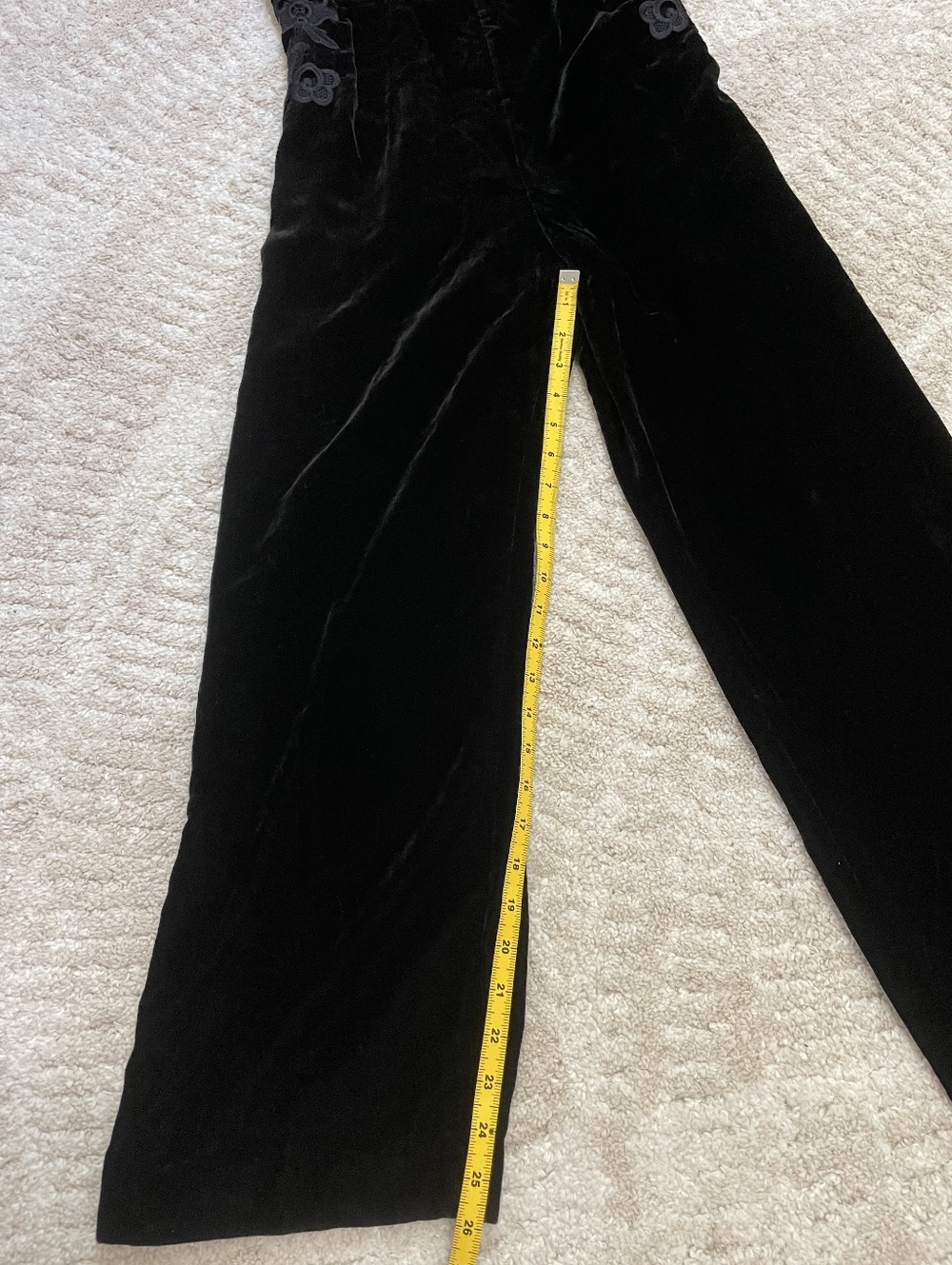 Sandro Black Velvet Sleeveless Jumpsuit with Floral Side Detail Size 6 - Picture 8 of 15